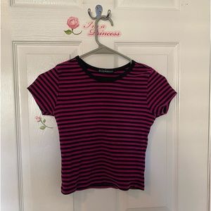 Pink And Black Stripe Top Brandy Melville